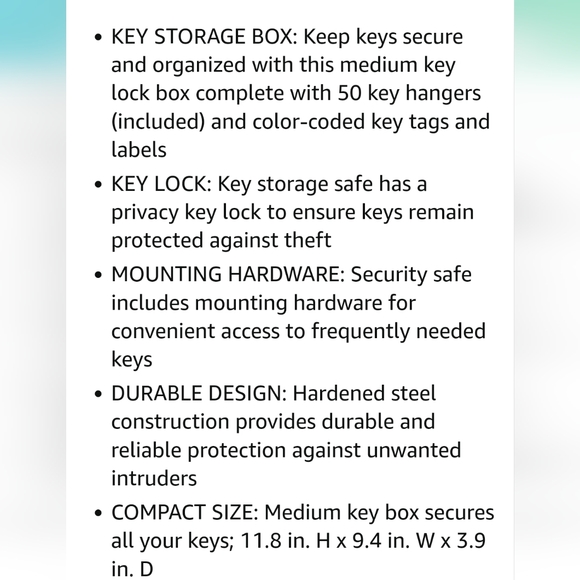 Sentry Safe Key Box KB-50, organizes 50 keys, New In Box - Picture 5 of 6